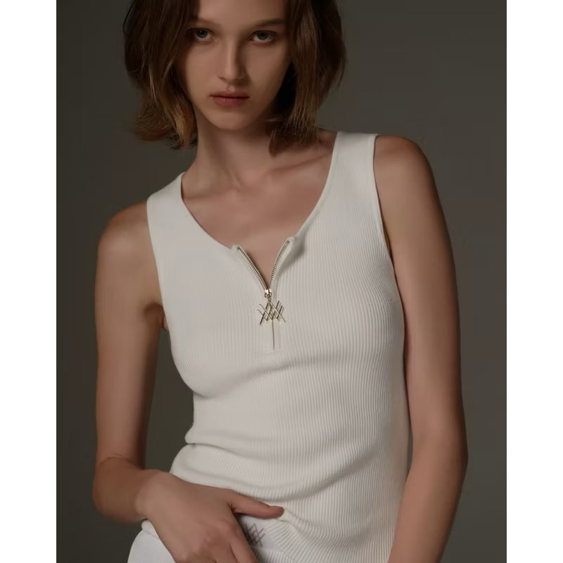 泰国潮牌 wacay胸前拉链修身背心 orm同款