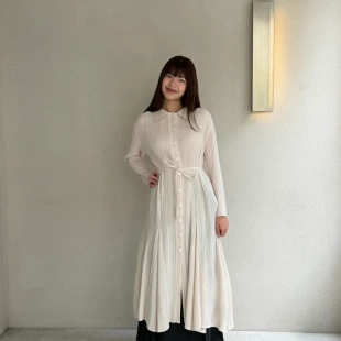 泰国潮牌 褶皱条纹针织衬衣连衣裙 gongdid
