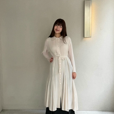 泰国潮牌 gongdid 褶皱条纹针织衬衣连衣裙