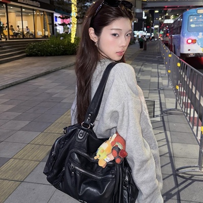 泰国潮牌 kappabkk 高级pu机车包多口袋拉链单肩包 angie同款