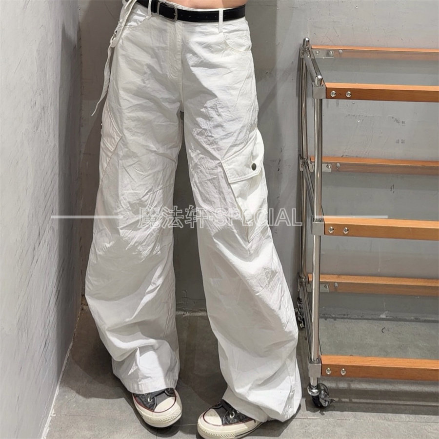 秋新工装侧袋阔腿休闲裤女百搭