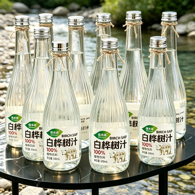【300ml*6瓶】玻璃瓶装100%白桦树汁无添加无糖原汁原液植物饮料