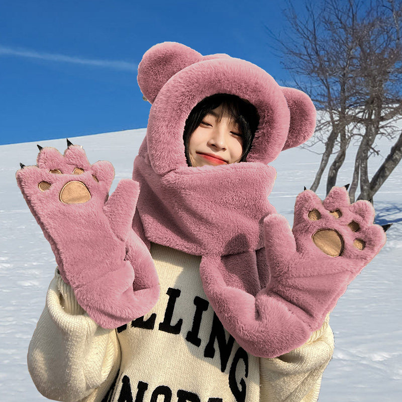 岚影可爱小熊爪冬季保暖帽女加厚软糯绒毛护耳防风时尚百搭三件套,服饰配件/皮带/帽子/围巾,围巾/丝巾/披肩,淘宝优惠券,粉丝福利购,淘宝优惠卷