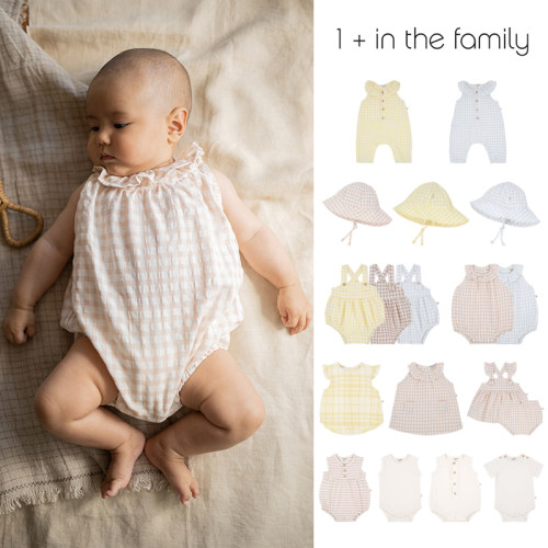 1+inthefamily包屁衣格纹套装
