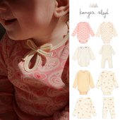 长袖 丹麦Konges Slojd25新款 包屁衣婴儿童碎花连体口水巾胎帽透气