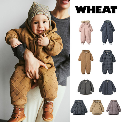 丹麦Wheat 25AW新款儿童滑雪服夹棉连帽连体夹克棒球服男女秋冬
