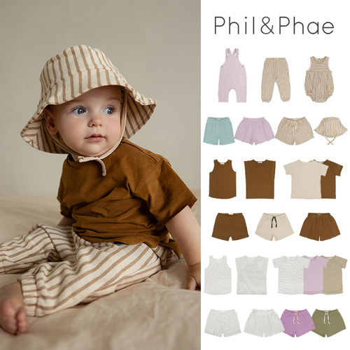 新款上新Phil phaeSS26婴幼儿童短袖条纹T恤背心短裤包屁衣纯棉