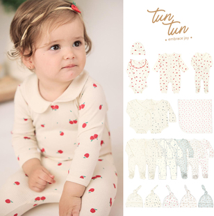 秘鲁TunTun 新生儿连体衣婴幼儿童纯棉印花包屁衣胎帽 AW25新款