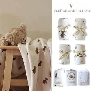 澳大利亚Fledge Thread现货婴幼儿童弹力纯棉包巾包被纱布巾 and