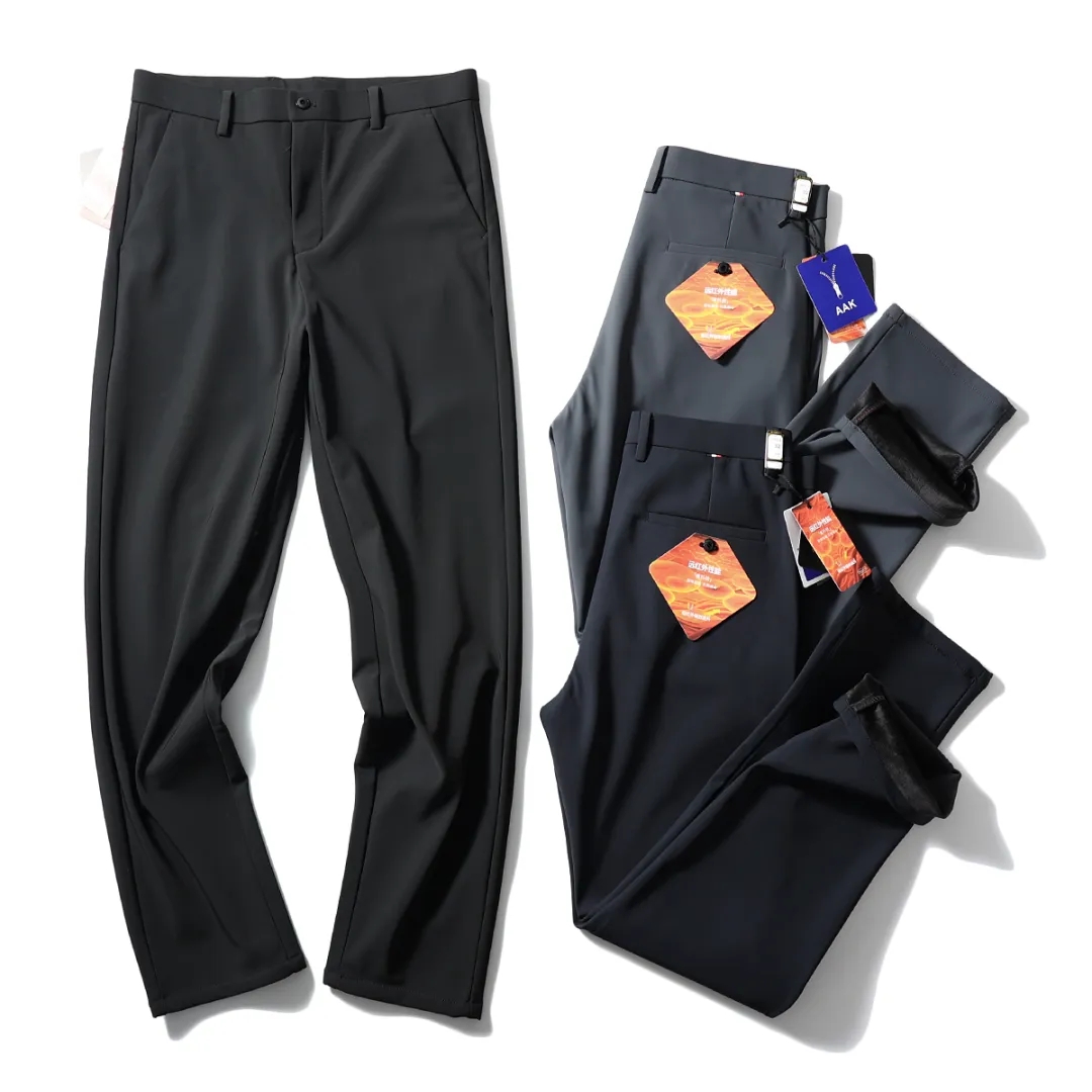 通勤保暖加绒简约直筒休闲裤