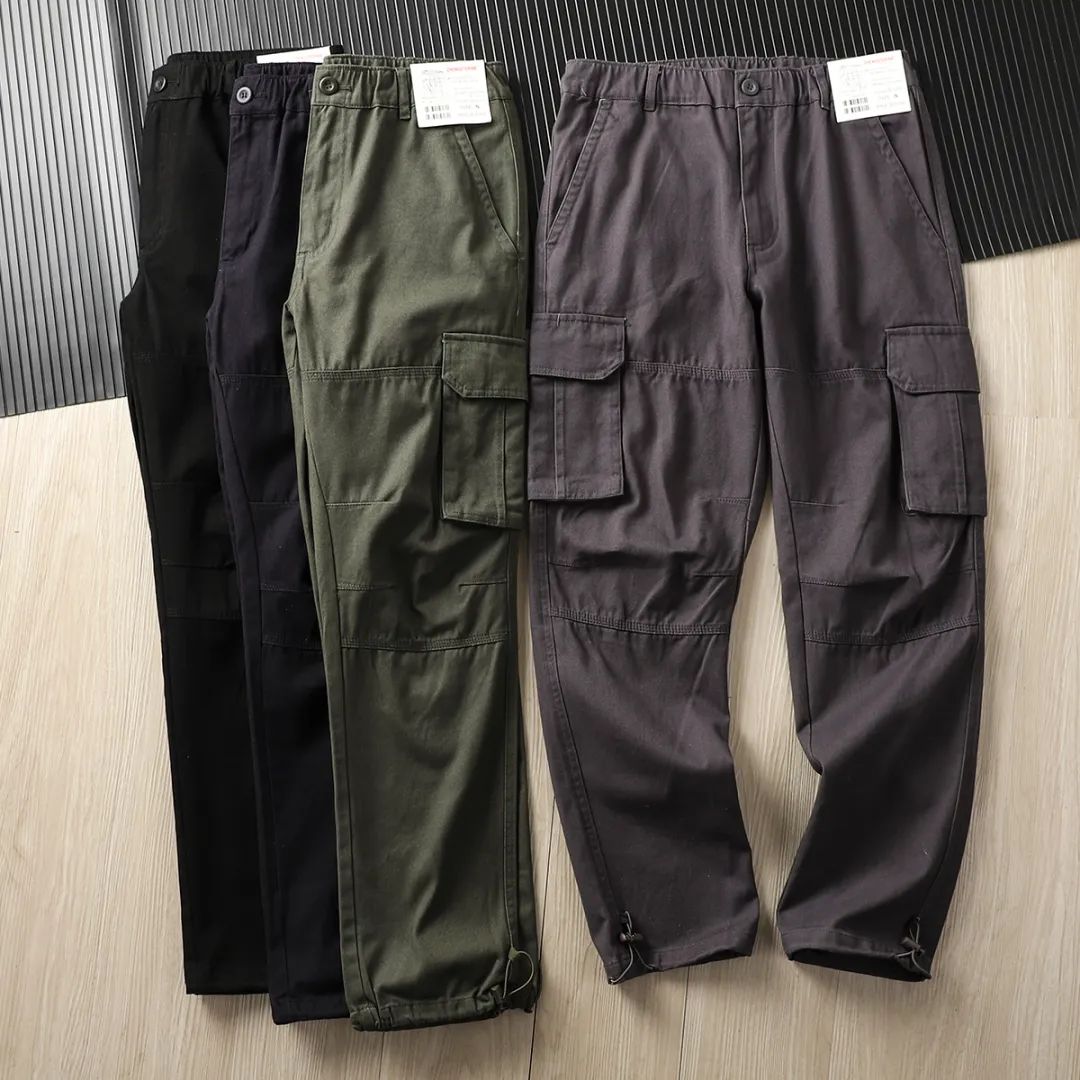 100精梳棉 !220G ! 外贸男士秋季休闲运动直筒微阔的工装伐木长裤