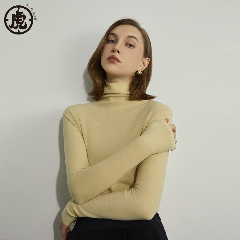 女款高领打底衫德绒自发热保暖内衣女士秋衣玻尿酸单件上衣堆堆领