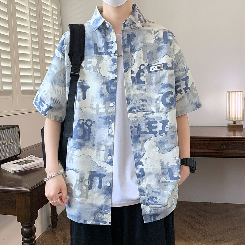 赠送运费险丨轻松穿出高级感一键get夏季休闲百搭潮牌短袖衬衫男