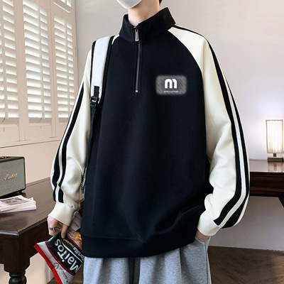 2025新款春秋季卫衣男款宽松休闲立领上衣青少年大童潮流百搭外套