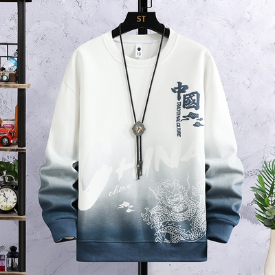 春秋季新款圆领卫衣男款宽松休闲上衣青少年大童潮流帅气运动外套