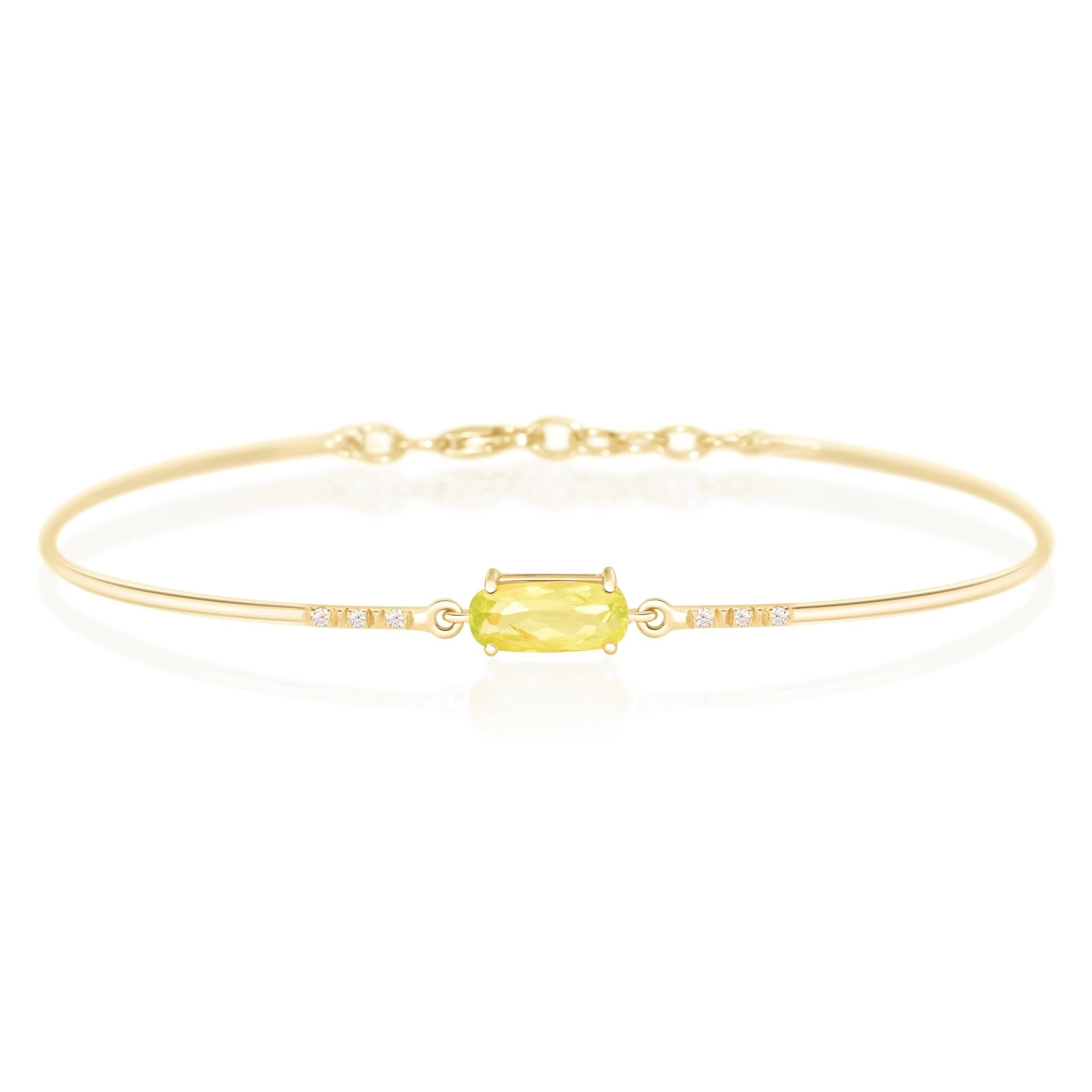 YI COLLECTION 18K 鲜艳黄色金绿宝石与钻石手镯