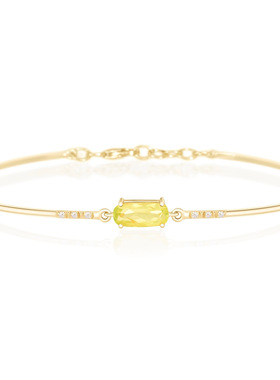 YI COLLECTION 18K 鲜艳黄色金绿宝石与钻石手镯