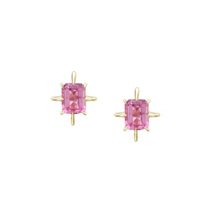 YI COLLECTION 14K 粉色蓝宝石北极星耳钉