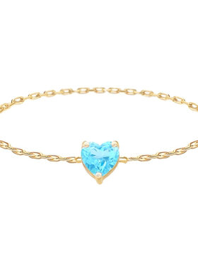 Yi Collection珠宝 14K 蓝色托帕石爱心链戒