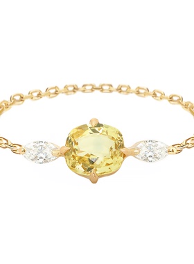 Yi Collection珠宝 18K 黄色蓝宝石与钻石织梦者链戒