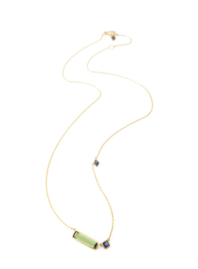 Yi Collection珠宝 18K 绿色碧玺和蓝宝石项链