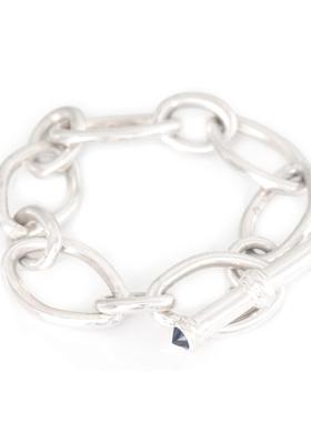 YI COLLECTION 珠宝 925纯银 蓝宝石T字套索 简约戒指