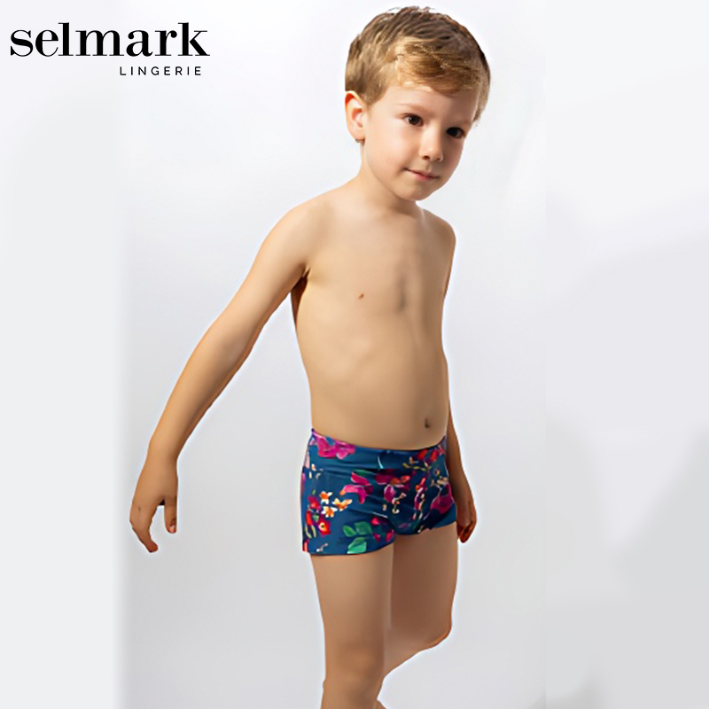 Selmark欧洲进口男宝小童泳裤平角印花沙滩泳裤度假游泳短裤BK991