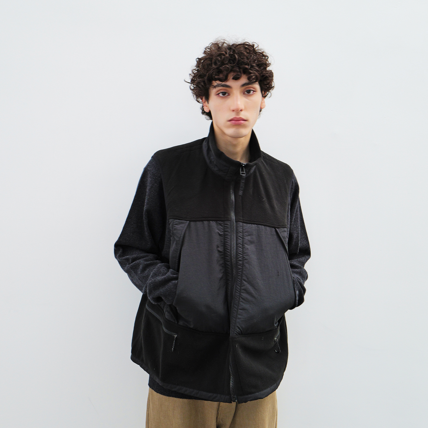 廓形拼接摇粒绒休闲背心马甲