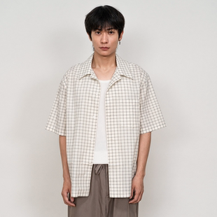 格子衬衫 box宽松短袖 1533 轻薄纸感纯棉夏季 HUNTINGOLD
