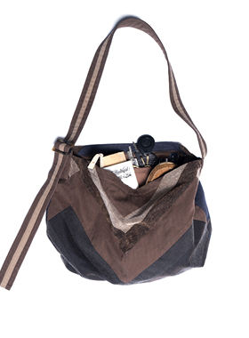 HUNTINGOLD复古丝绒双面可调节多种背法菱形条纹拼接挎包1533