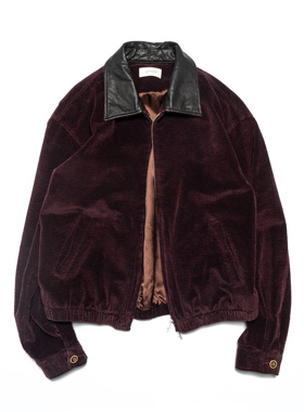 牦牛灯芯绒意大利羊皮领Talon拉链复古夹克 HUNTINGOLD 1533