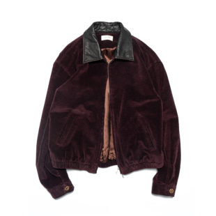 牦牛灯芯绒意大利羊皮领Talon拉链复古夹克 HUNTINGOLD 1533