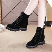 短靴 加绒韩版 中筒马丁靴女2025秋冬新款 真皮休闲厚底内增高女鞋