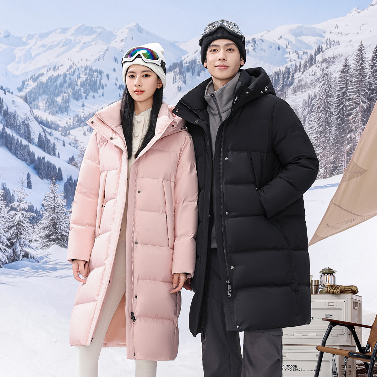 雪中飞男女同款羽绒服长款加厚冬