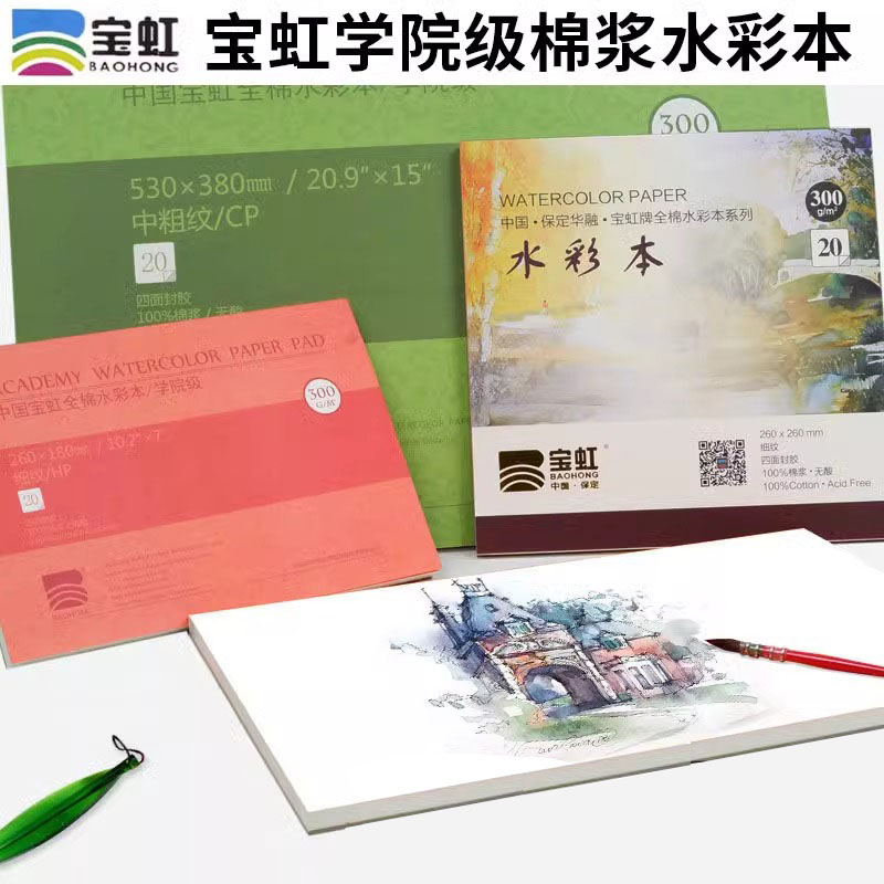 中国宝虹学院级水彩本棉浆四面
