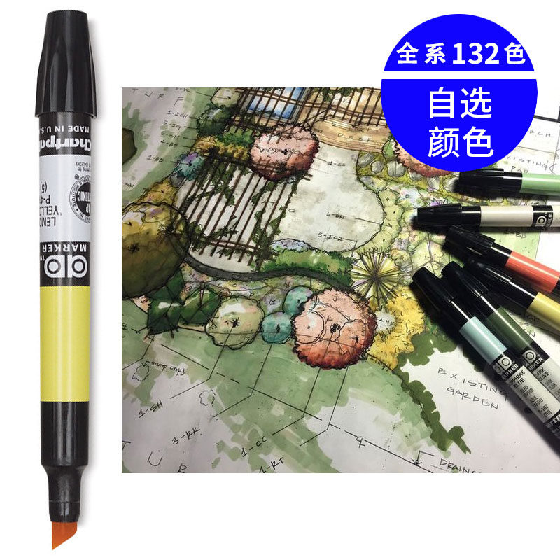 手绘景观建筑设计动漫油性马克笔图片