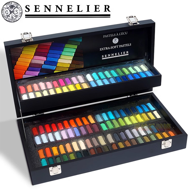 法国申内利尔色粉笔120色黑色木盒 艺术家级半支软性粉彩棒色粉条,文具电教/文化用品/商务用品,蜡笔,淘宝优惠券,粉丝福利购,淘宝优惠卷