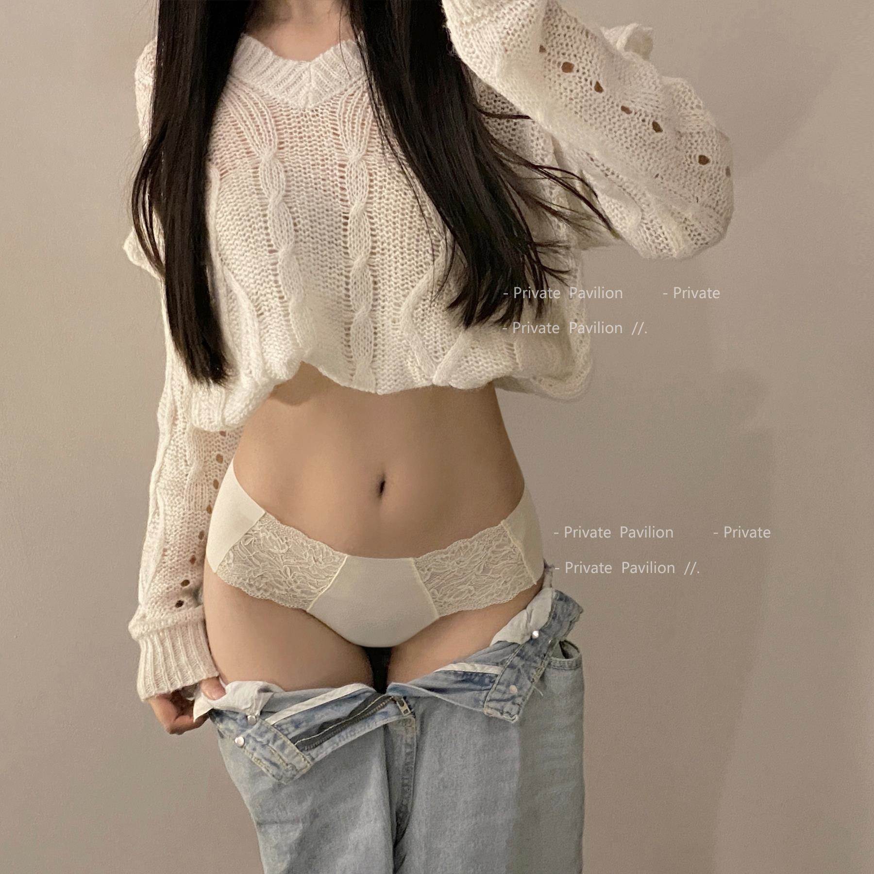 欧美性感无痕中腰拼接蕾丝内裤女纯棉抗菌裆2025夏季透气三角裤女