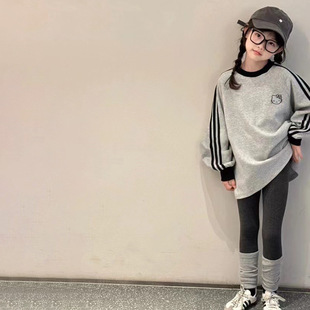 【安安家】休闲套装新款三条杠KT猫卫衣洋气百搭打底裤童装R24471