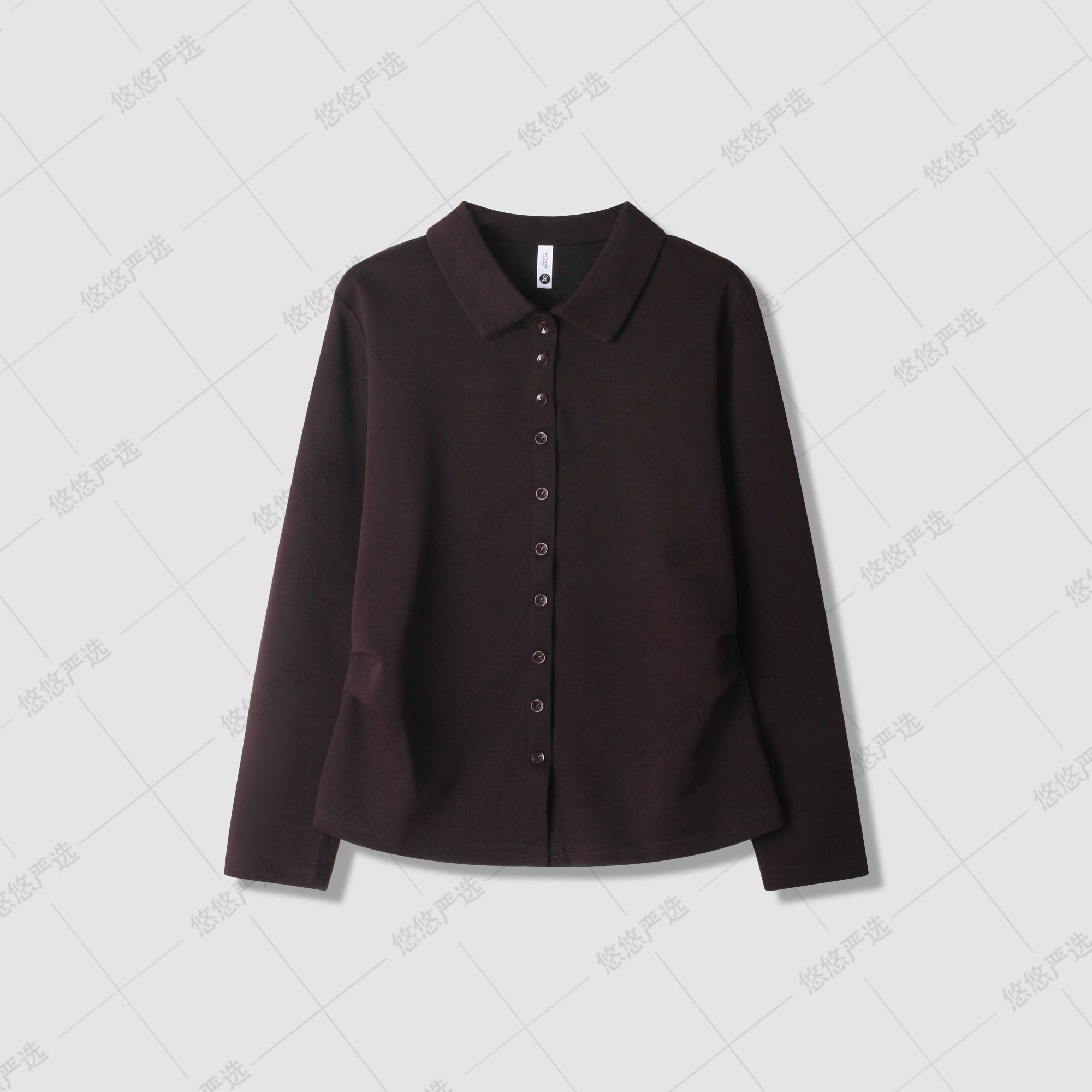 【今日专属价】简约纯色长袖翻领衬衫扣女打底上衣衬衣