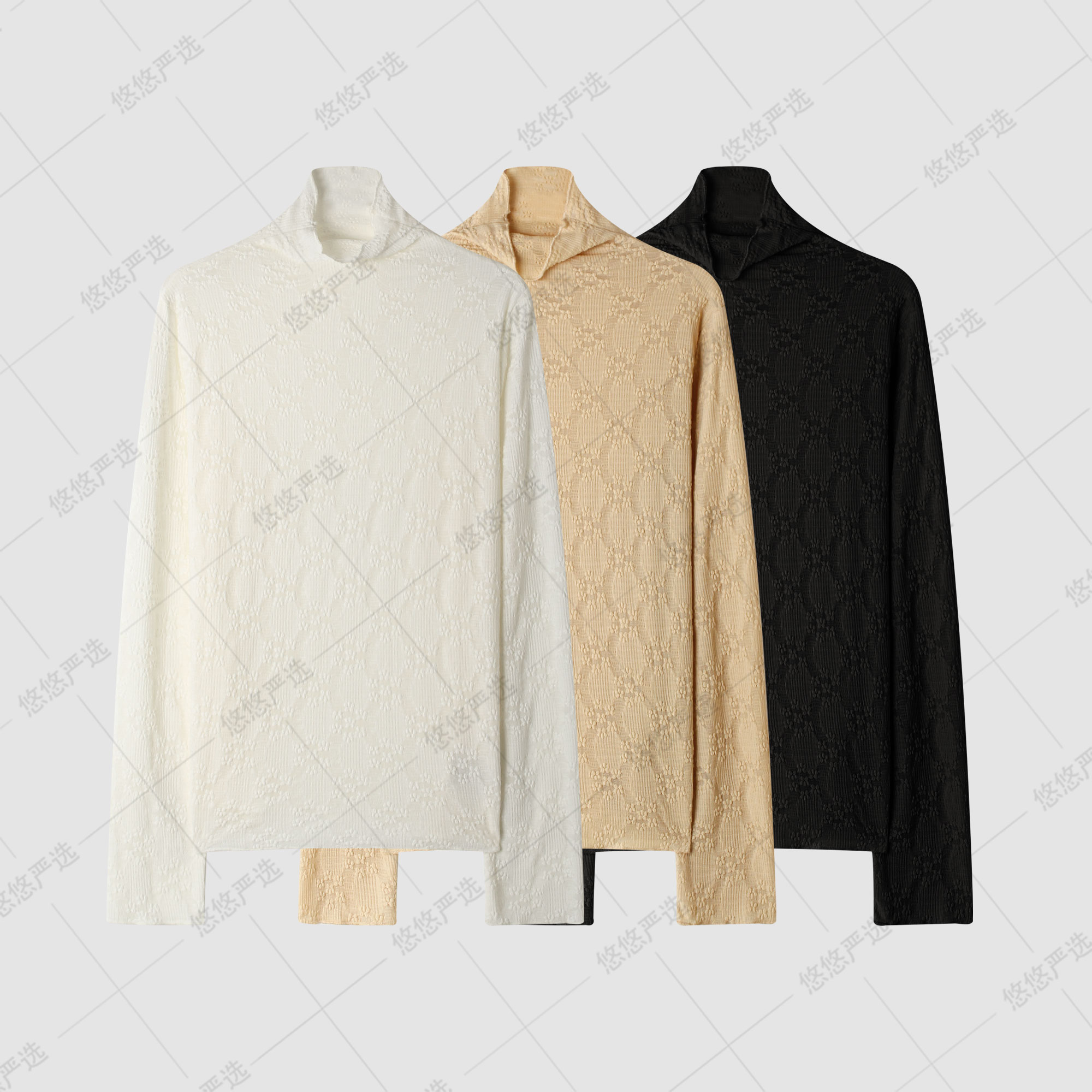 【悠悠粉丝专享】半高领蕾丝内搭小衫女秋冬新款