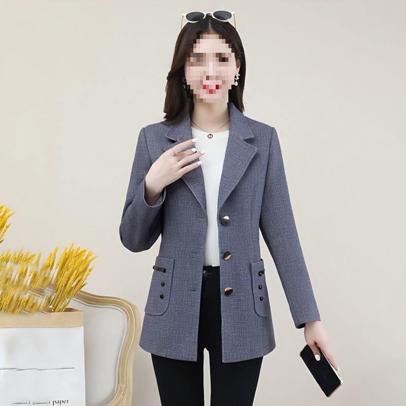 格子西装外套春秋女装新款洋气修身三粒扣小个子西服女士上衣