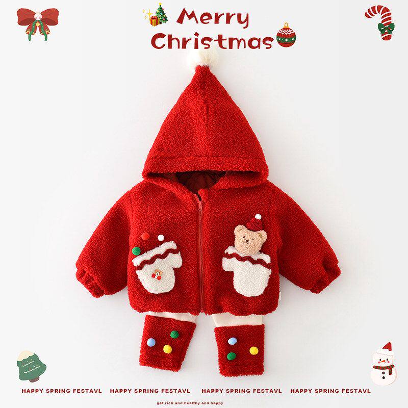 婴儿夹棉外套冬季新款男女宝宝圣诞款连帽卫衣儿童冬装加厚拜年服,童装/婴儿装/亲子装,普通外套,淘宝优惠券,粉丝福利购,淘宝优惠卷