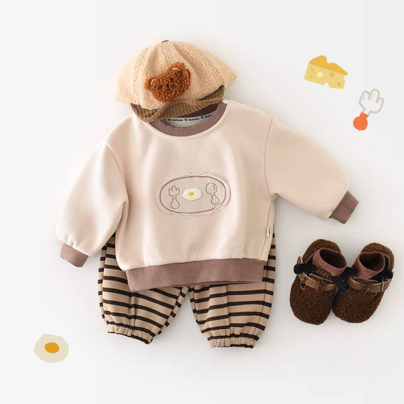 宝宝加绒卫衣秋冬装新款儿童洋气卡通一体绒上衣男童冬季加厚卫衣