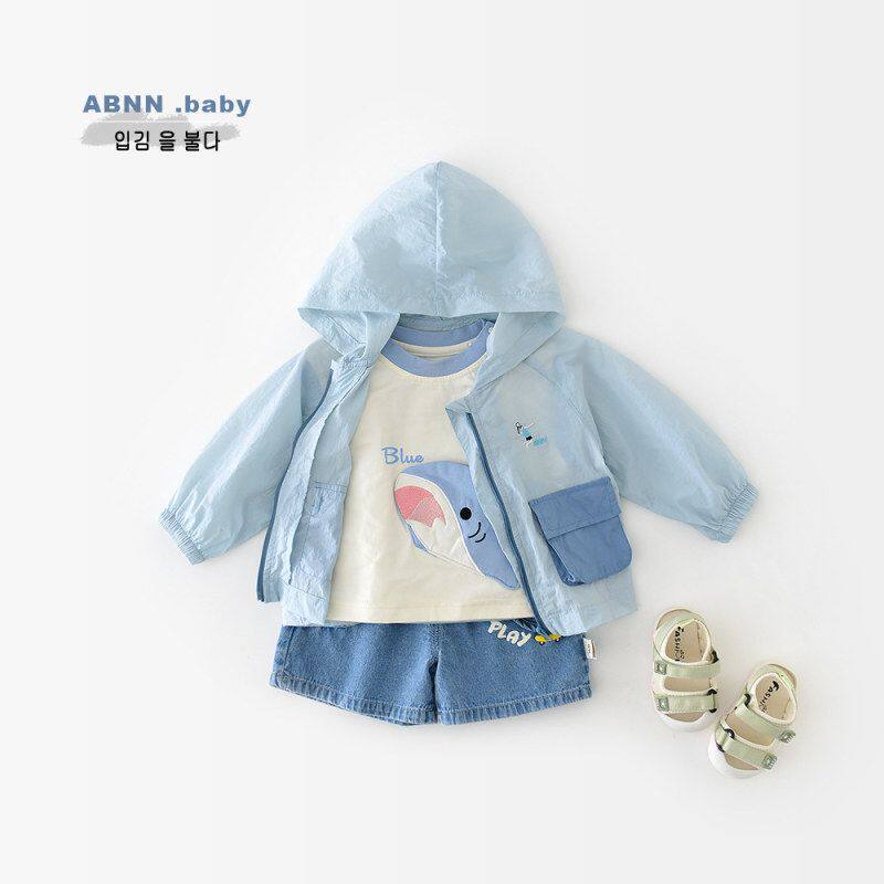 婴儿防晒衣服夏季轻薄款男女宝宝透气空调衫新生儿夏装连帽外套潮