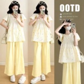 孕妈两件套套装 夏季 阔腿裤 上衣 宽松韩系显白娃娃衫