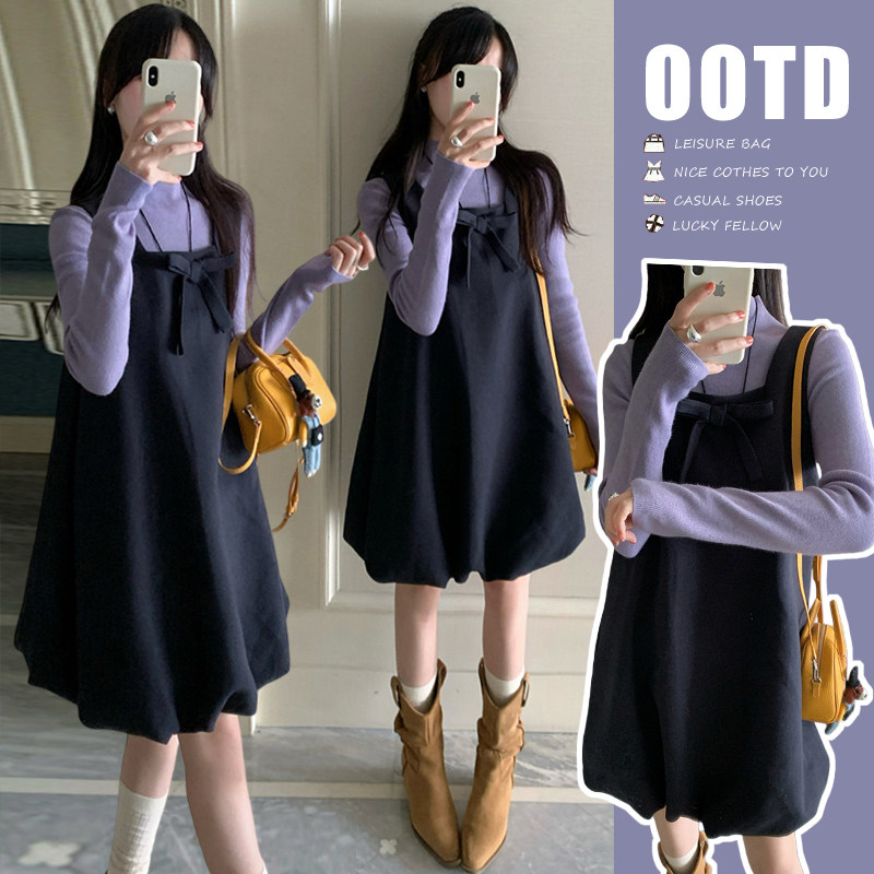 秋冬韩系甜美蝴蝶结吊带呢料无袖连衣裙+针织打底衫套装,孕妇装/孕产妇用品/营养,套装,淘宝优惠券,粉丝福利购,淘宝优惠卷