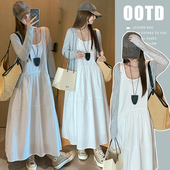 慵懒风防晒开衫 孕妇装 韩版 套装 纯棉背心裙两件套 2025早秋新品