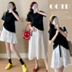 T恤短裙长裙套装 设计感小众不规则蝴蝶结上衣短袖 夏季 孕妇装