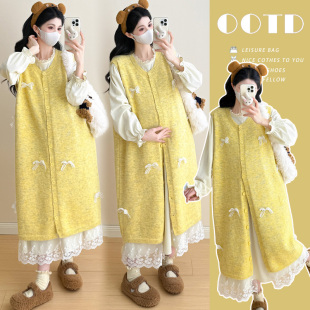 孕妇装 拼接蕾丝马甲裙套装 秋冬装 甜美半高领上衣 时尚 新品